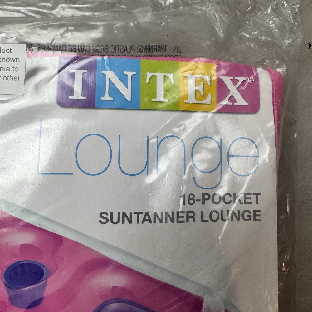 Inflatable Pool Intex 18-Pocket Suntanner Lounge 74" X 28" 1 Pack Pink‎ New - Picture 3 of 4